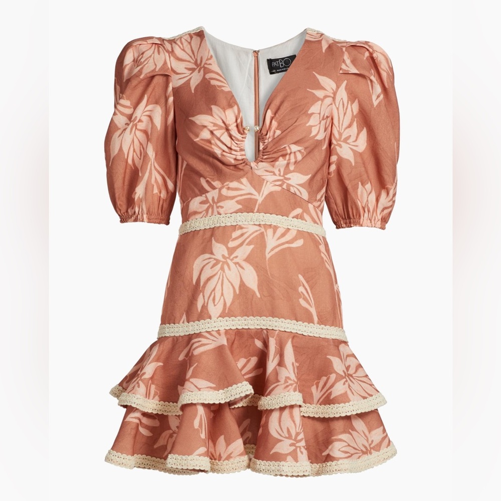 PatBO Artichoke Puff-Sleeve Mini Dress